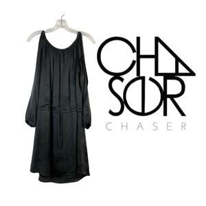 Chaser Off Shoulder Silk Split Sleeve Dress Size Medium